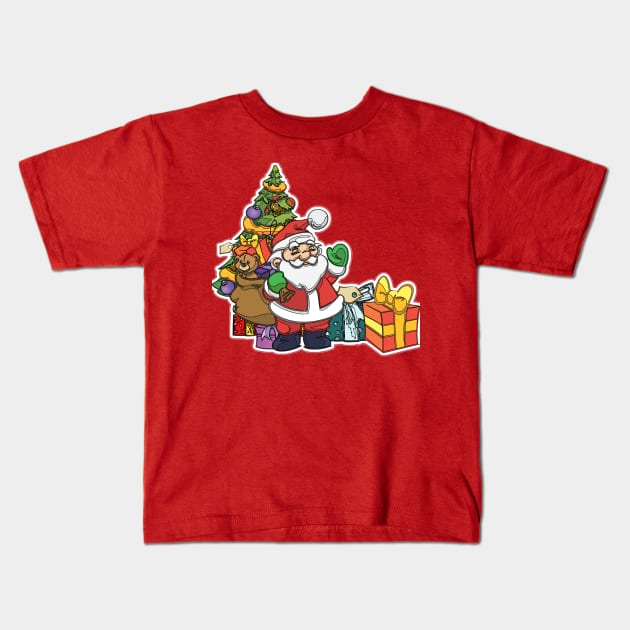 Christmas with Santa Claus Let's Start the party Kids T-Shirt by TeeCharm Creations